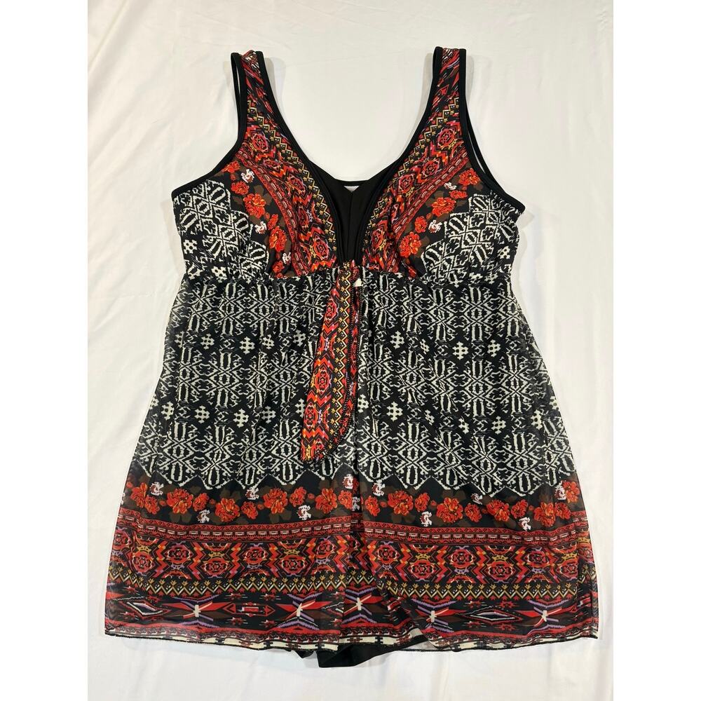 Danify Modest One Piece Brown Boho Print Size 52 XL Swimsuit